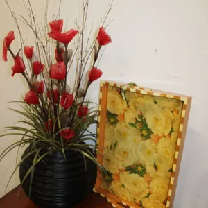 Floral Arrangement and Decorative Tray