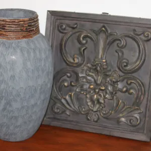 Decorative Vase and Fleur-de-Lis Wall Plaque