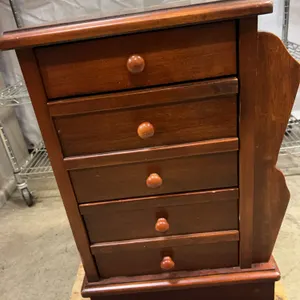 Wooden Jewelry Cabinet With Six Drawers and Side Rack
