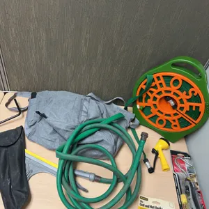 Garden Hose Set With Reel, Nozzle, Lighter, Hooks, Bag