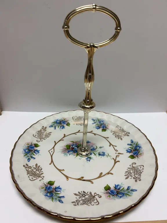 Avon Johnson Bros England Floral Ironstone Cake Stand
