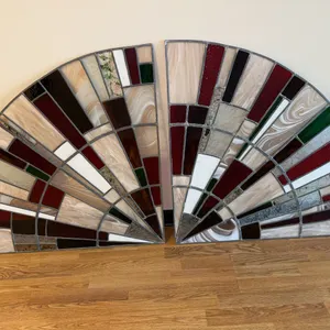 Beautiful! Stained glass duo - large pie shaped panels