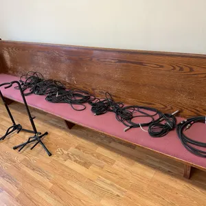 Misc audio/music cords and guitar stands