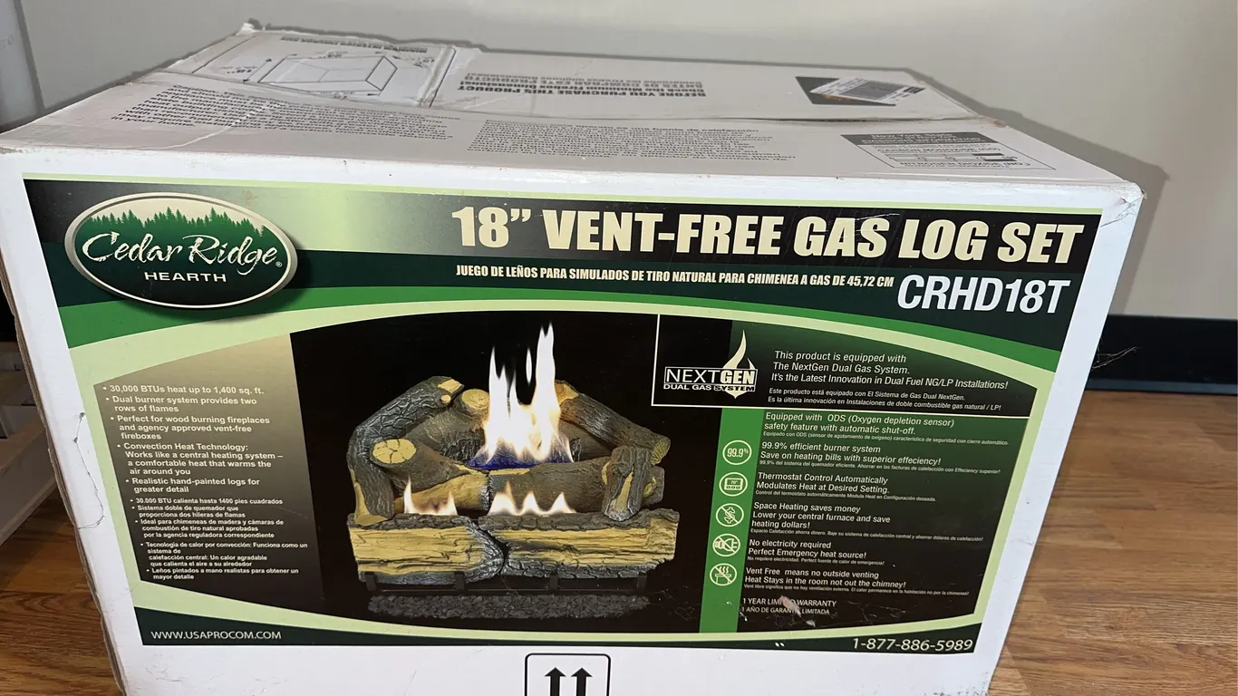 18 inch vent free gas log set