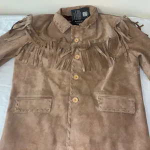 Leather fringed acket-new with tags
