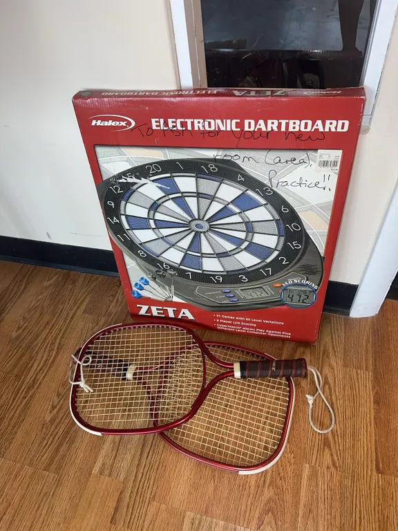 Electronic dartboard, racquetball paddles