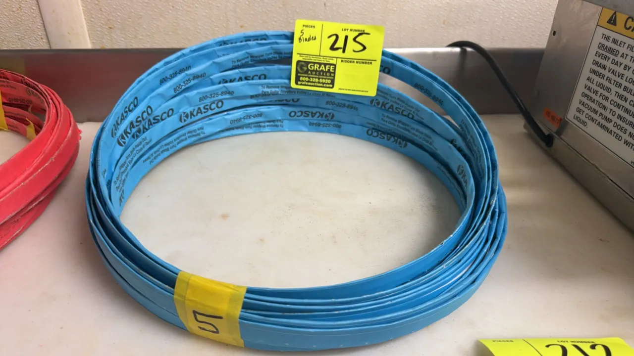 Kasco 126 K3H meat saw blades. Wrapped in protective blue paper. 126"L.