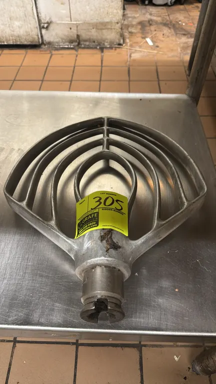 60 qt mixer paddle beater attachment. Features cast aluminum construction with slotted hub mount.
