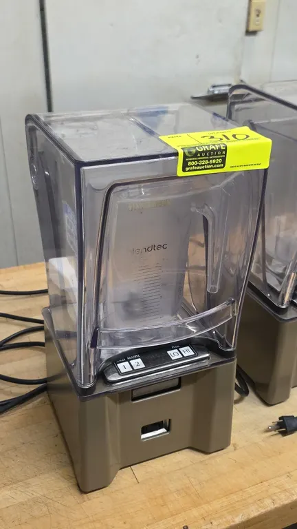K-Tec ICB3 Smoother commercial blender. Features sound enclosure, Blendtec jar, push-button controls with pulse settings, and digital display. S/N: S3