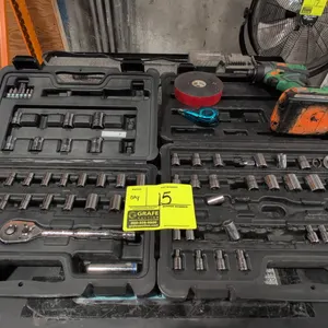 Assorted tools lot. Includes 2021 Metabo HPT WH 18DDX 18V cordless impact driver, 18V Li-ion battery, Metabo HPT battery charger, Stanley socket set w