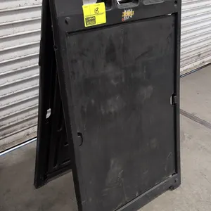 Plasticade Signicade Deluxe poly A-frame sign stand. Features molded black polyethylene construction, double-sided folding design, integrated carry ha