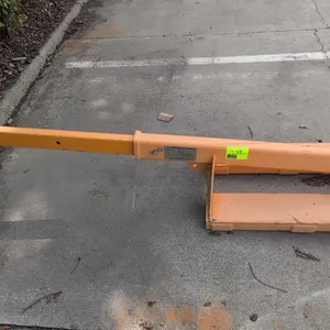 2018 Abaco AFJ25 forklift boom. Features telescoping reach with pin-locking positions, fork pockets, safety chain, swivel shackle, and attached slab l
