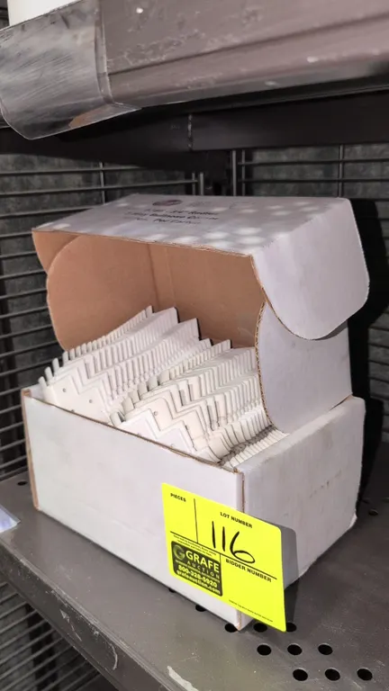 Hamilton Drywall Products 385 3/4" radius 3-way bullnose drywall corners. Molded plastic construction with pre-punched fastener holes. Carton marked 5