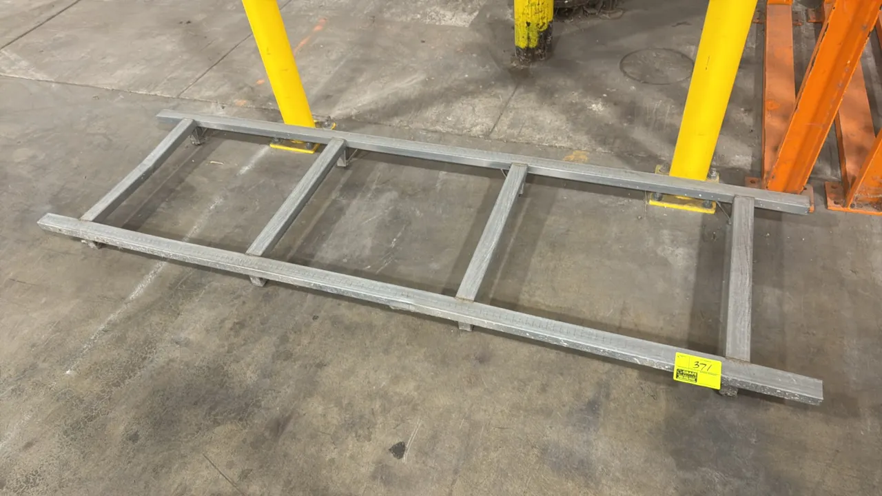 Metal dunnage rack. Welded tubular metal construction with cross support members. 96" x 28".