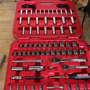 Craftsman socket and ratchet set with Milwaukee locking pliers set. Craftsman set includes ratchets, extensions, assorted shallow and deep sockets, he