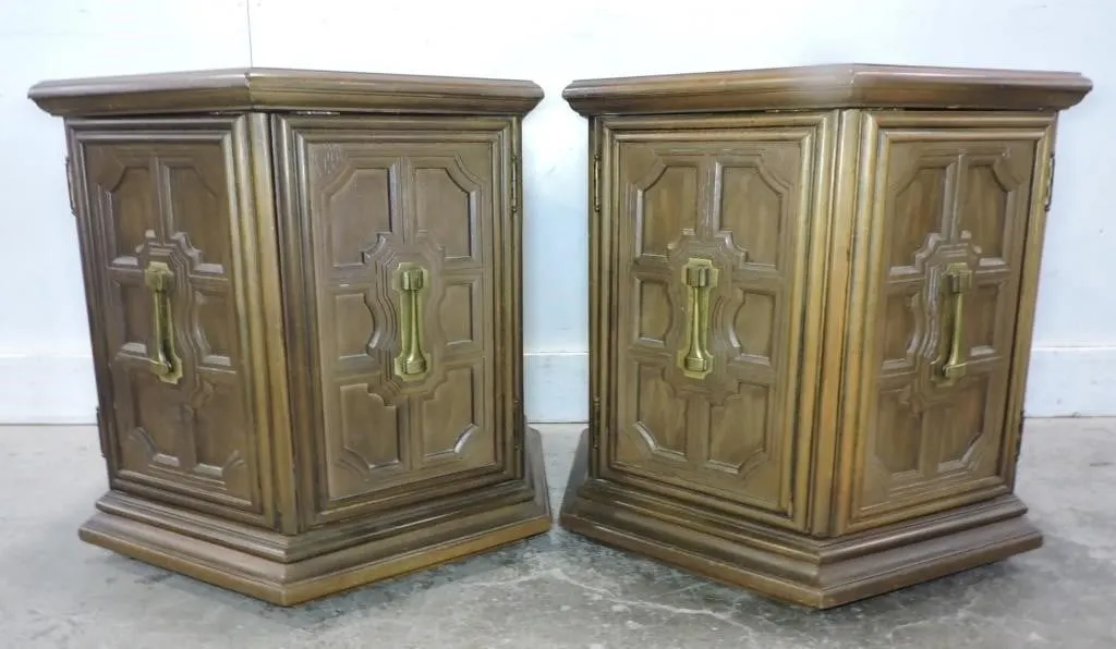 2 ITALIAN MEDITERRANEAN STYLE STORAGE END TABLES