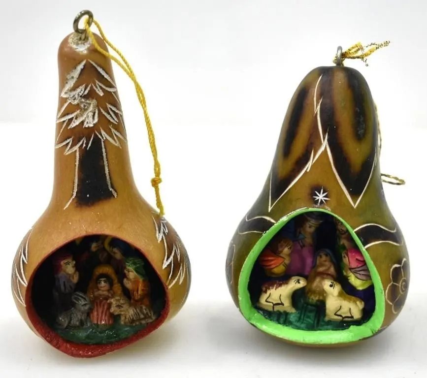 PERUVIAN GOURD NATIVITY ORNAMENTS