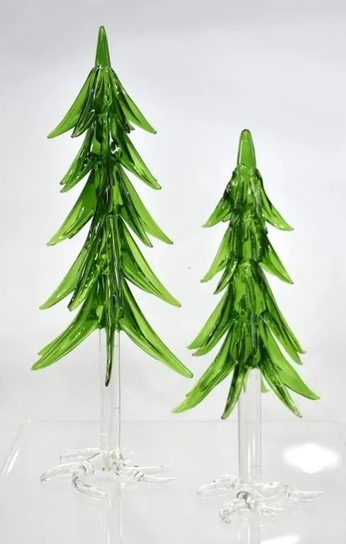 HANDCRAFTED GREEN ART GLASS TREES