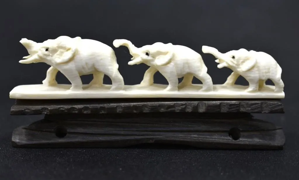 CARVED IVORY ELEPHANTS