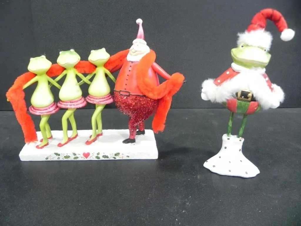 CHRISTMAS DECORATIVE DANCING FROG AND SANTA