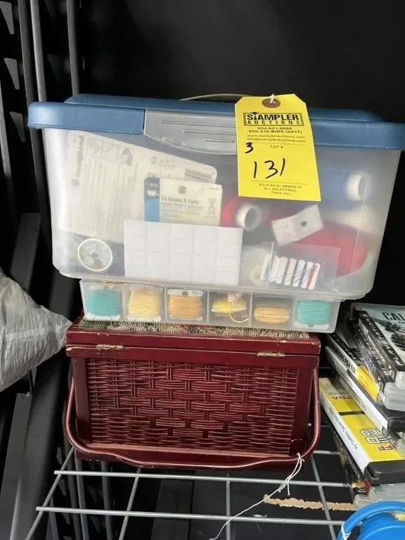 ASSORTED SEWING BASKETS WITH CONTENTS - THREAD, TH