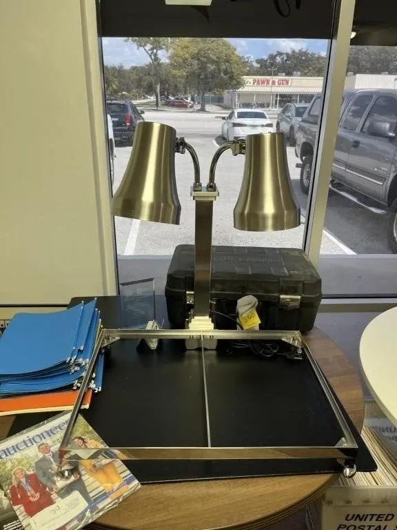 BRUSHED FINISH DOUBLE LAMP COMPLETE CARVING STATIO