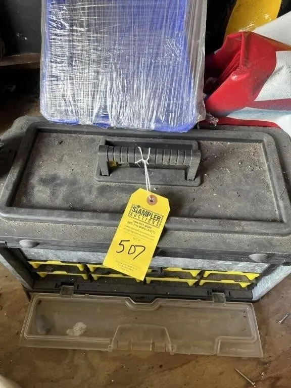 TOOLBOX WITH DRAWERS OF HARDWARE (LOCATED IN HOLLY