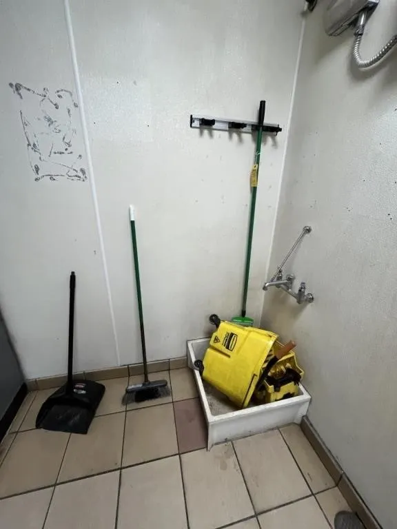 LOT CLEANING - MOP, MOP BUCKET, BROOM, 'WET FLOOR'