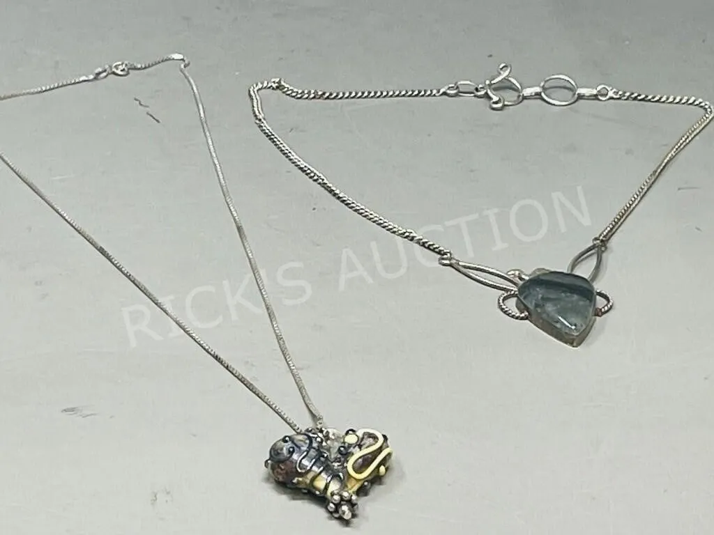 2 sterling necklace & pendant sets
