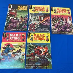 5 Gold Key Mars Patrol Comics - 1967 - 1969