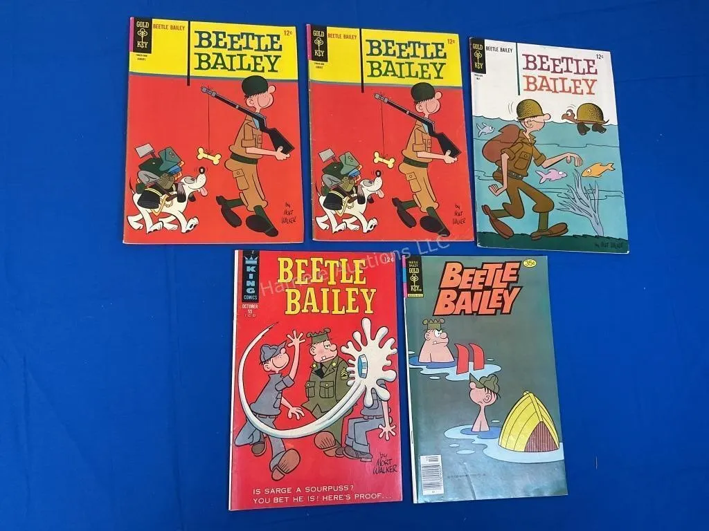 5 Beetle Bailey Comics - Gold Key & King -1960s