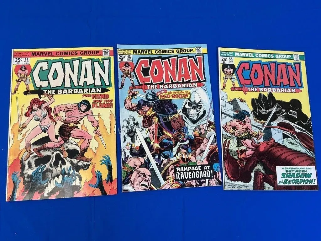 3 Marvel Comics - Conan #44, 48, 55