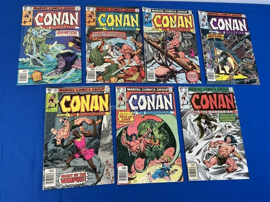 7 Marvel Comics - Conan #98, 99, 101-105