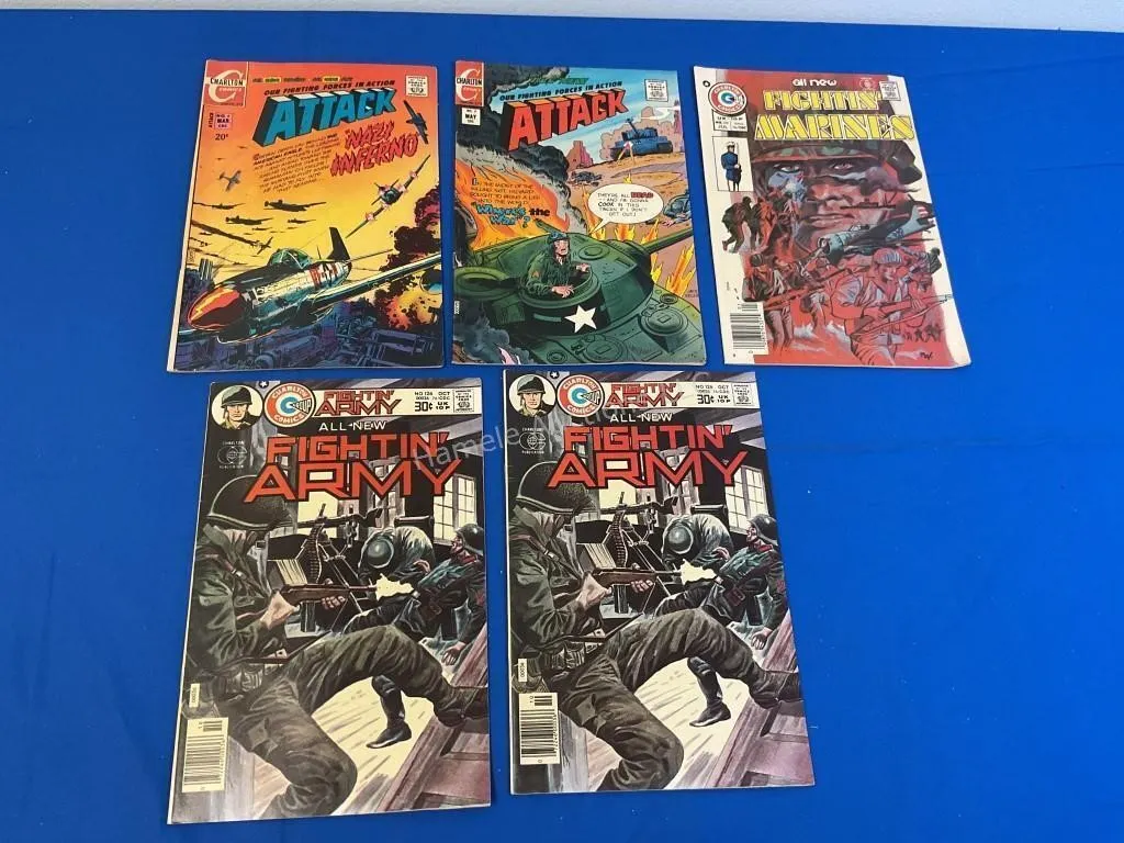 5 Charlton Comics Fighting Military 2970s