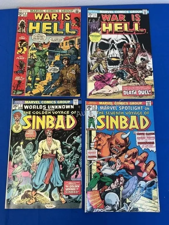4 Marvel Comics - War is Hell #2, 12 Sinbad #7, 25