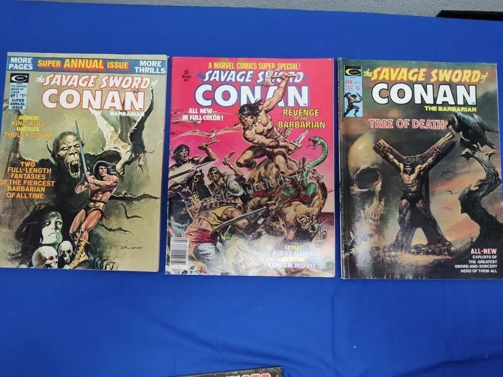 3 Savage Sword of Conan Comics - 1, 2, 5
