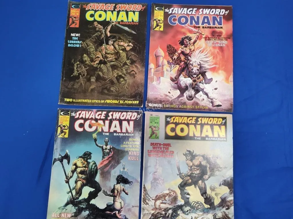 4 Savage Sword of Conan Comics - 6, 8, 9, 10