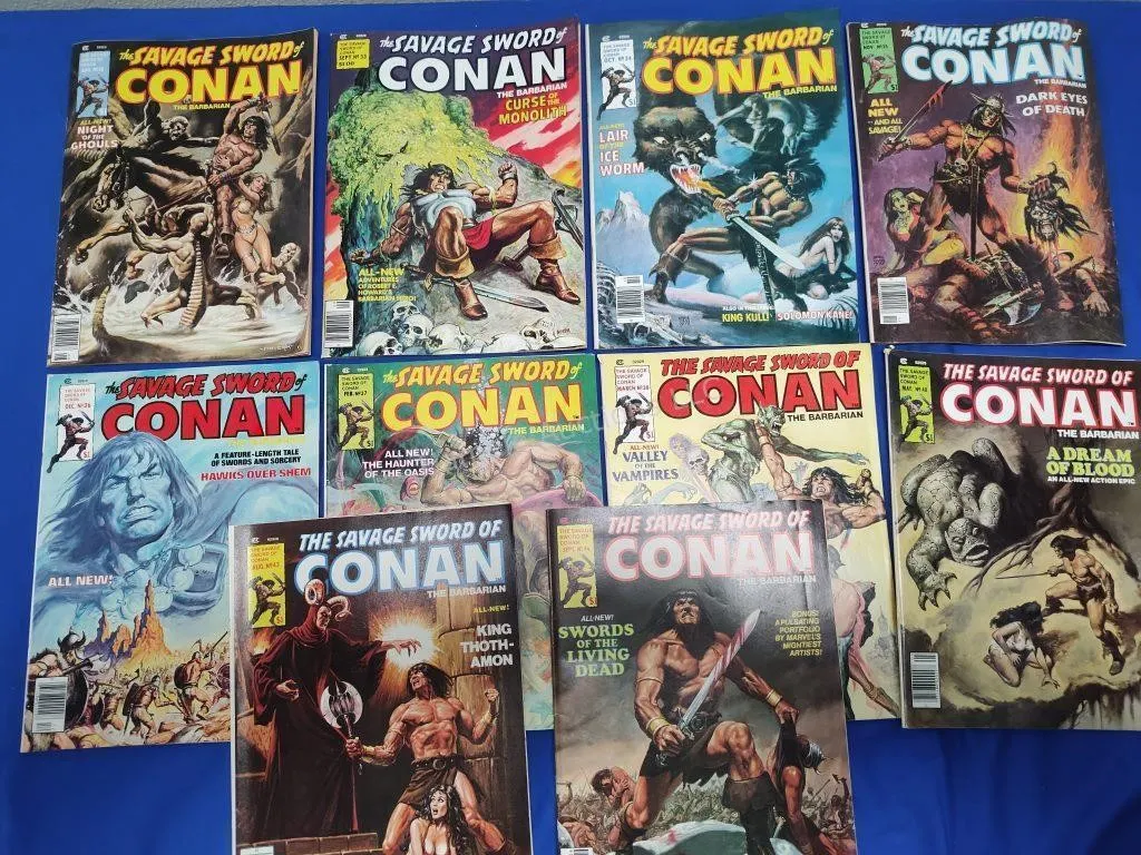 10 Savage Sword of Conan Comics 32-38, 40, 43-44