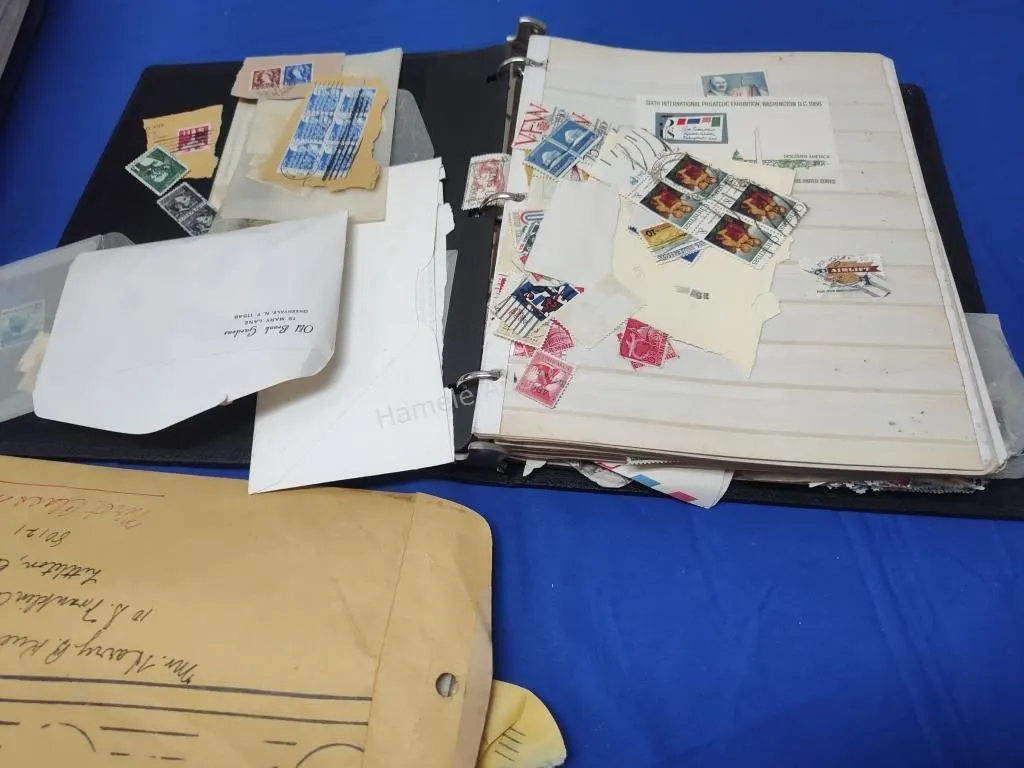 Stamp Album - assorted, some loose