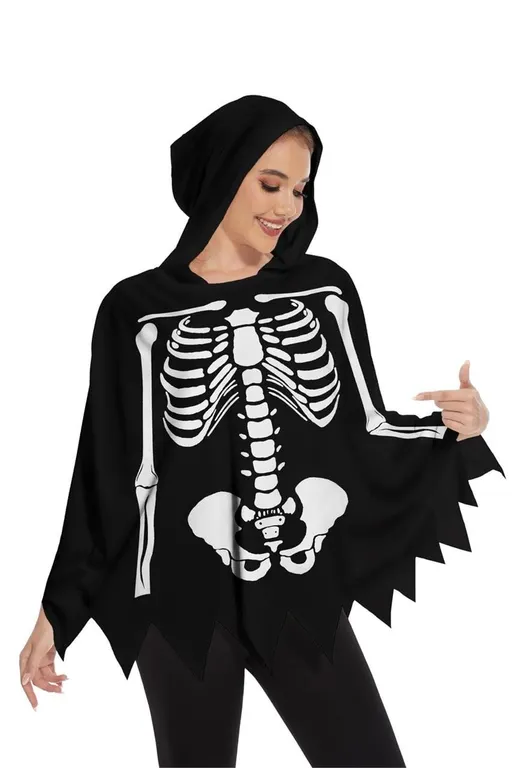 TMSD Skeleton Hooded Poncho One Size