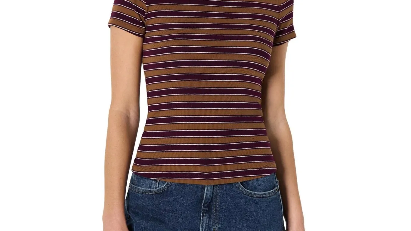 Amazon Essentials Rib Crewneck T-Shirt Brown M