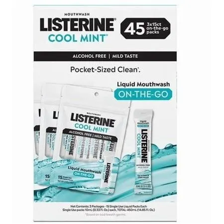 Listerine Cool Mint Mouthwash Sachets 45ct