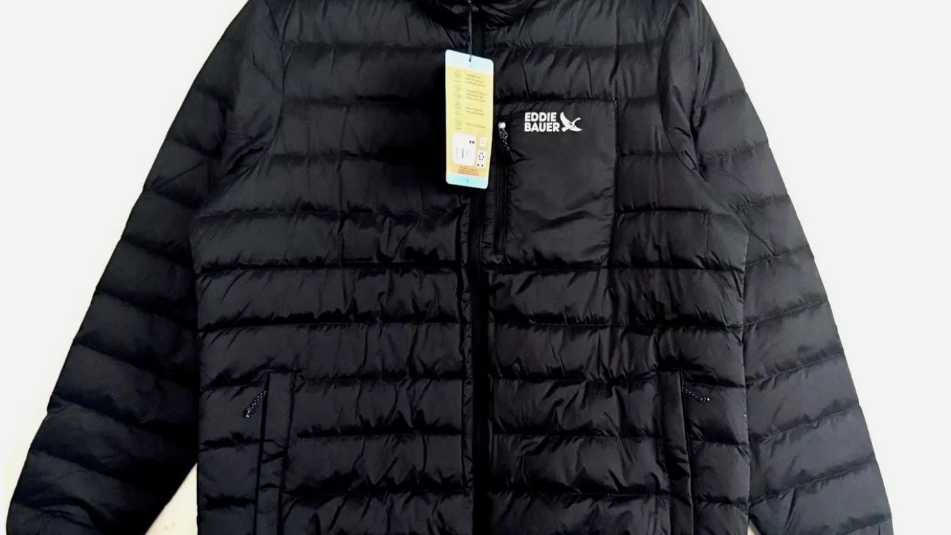 Eddie Bauer Mens Black Puffer Jacket Large