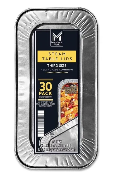 Aluminum Steam Table Lids Third Size 30ct