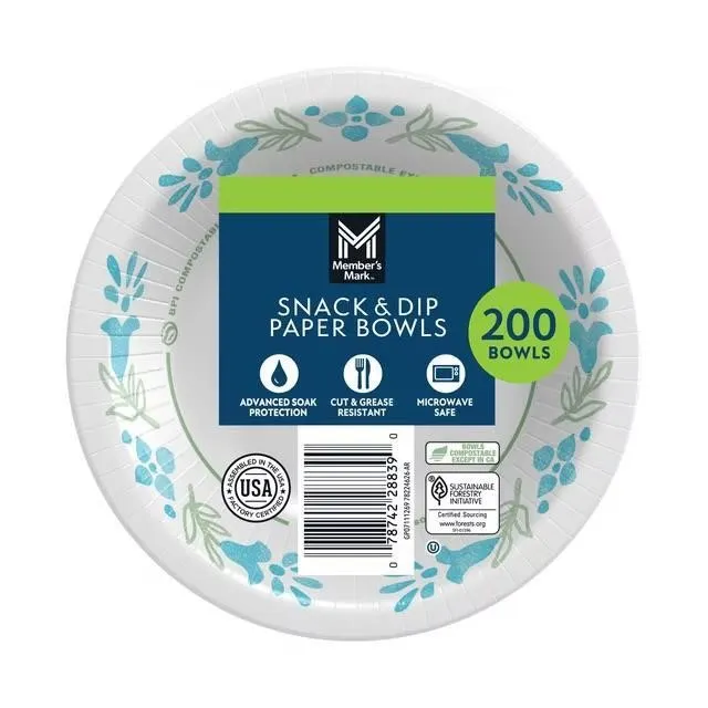 Snack and Dip Paper Bowls Floral Pattern 200ct