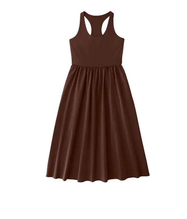 Ribbed Tank Dress Brown