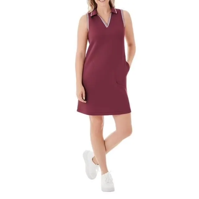 Sandwash Pique Polo Dress Burgundy XXL
