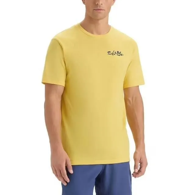 Salt Life Blue Brew Graphic T-Shirt Large Yellow