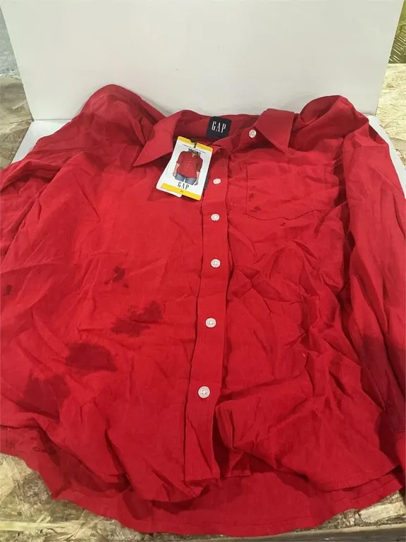 Gap Womens Long Sleeve Button Down Shirt Red...