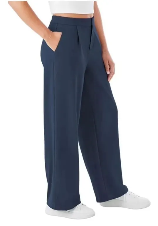 Wide Leg Trouser Pants Navy Blue XXL